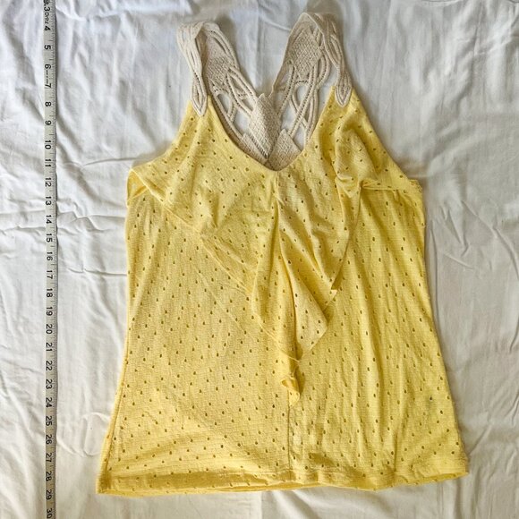 Maurices Yellow Tank with Lace Back and Strap Detailing and Front Ruffle - Picture 2 of 4